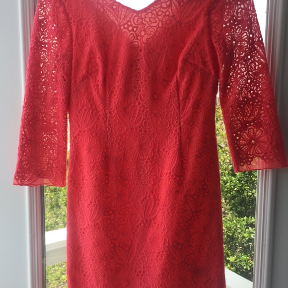 NEW! Lilly Pulitzer Island Coral Lace Dress Size 0 - Picture 4 of 11